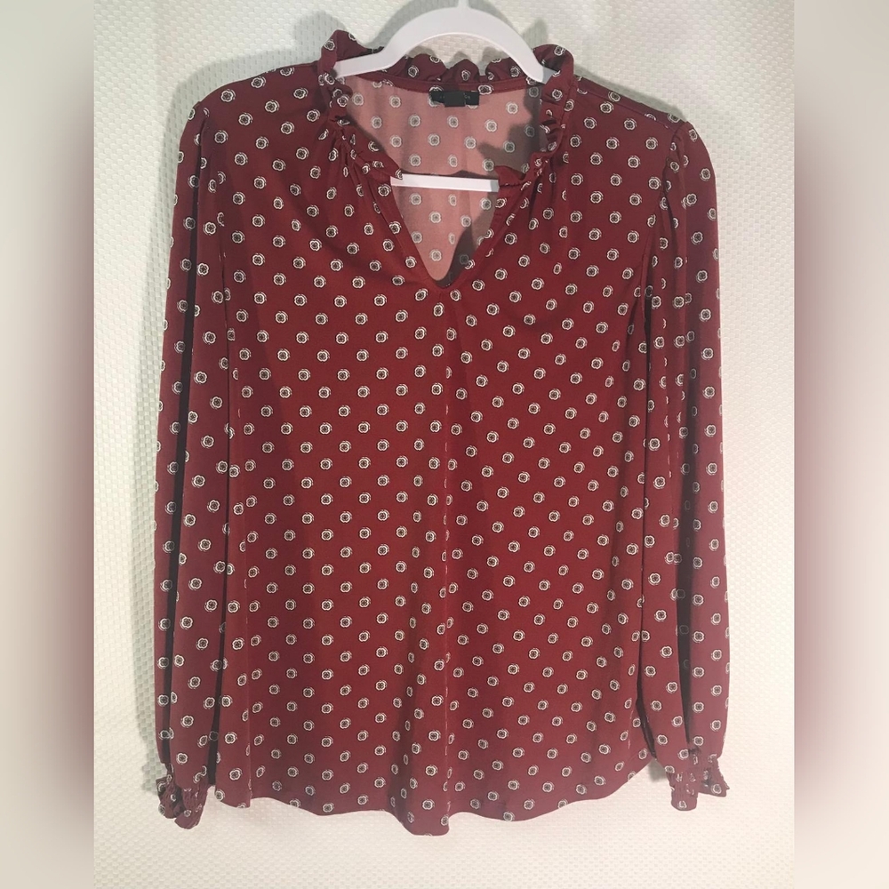 ANN TAYLOR FOCTORY  Women's Red PattƁerned Blouse zize MP Made In India - Picture 7 of 8
